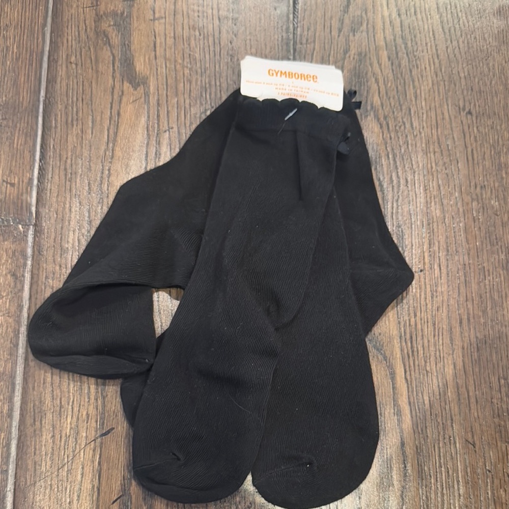 New Gymboree bow black socks shoe size 3 and up